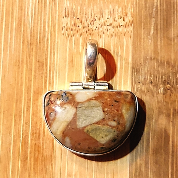 Wondering, Super-Chunky,XLarge, Semi-Circle-Shape Natural Stone Cabochon Pendant - Picture 4 of 7
